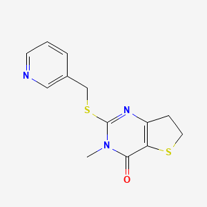 molecular formula C13H13N3OS2 B2951974 3-Methyl-2-(pyridin-3-ylmethylsulfanyl)-6,7-dihydrothieno[3,2-d]pyrimidin-4-one CAS No. 869076-22-2