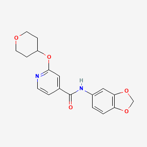 molecular formula C18H18N2O5 B2951984 N-(2H-1,3-benzodioxol-5-yl)-2-(oxan-4-yloxy)pyridine-4-carboxamide CAS No. 2034318-09-5
