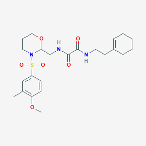 molecular formula C23H33N3O6S B2952000 N'-[2-(cyclohex-1-en-1-yl)ethyl]-N-{[3-(4-methoxy-3-methylbenzenesulfonyl)-1,3-oxazinan-2-yl]methyl}ethanediamide CAS No. 872986-18-0