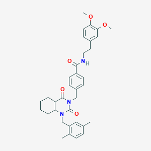 molecular formula C35H35N3O5 B2952027 N-[2-(3,4-dimethoxyphenyl)ethyl]-4-[[1-[(2,5-dimethylphenyl)methyl]-2,4-dioxo-4a,5,6,7,8,8a-hexahydroquinazolin-3-yl]methyl]benzamide CAS No. 899922-78-2