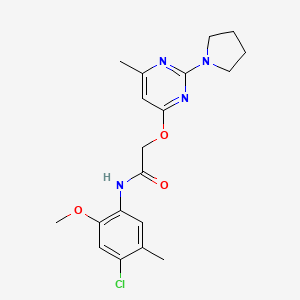 molecular formula C19H23ClN4O3 B2952057 N-(4-chloro-2-methoxy-5-methylphenyl)-2-((6-methyl-2-(pyrrolidin-1-yl)pyrimidin-4-yl)oxy)acetamide CAS No. 1226447-06-8