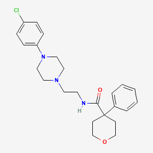 molecular formula C24H30ClN3O2 B2952075 N-{2-[4-(4-chlorophenyl)piperazin-1-yl]ethyl}-4-phenyloxane-4-carboxamide CAS No. 1049372-92-0
