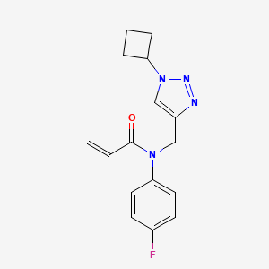 molecular formula C16H17FN4O B2952153 N-[(1-Cyclobutyltriazol-4-yl)methyl]-N-(4-fluorophenyl)prop-2-enamide CAS No. 2411302-93-5