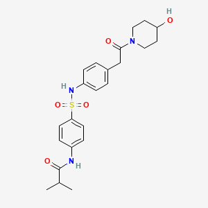 molecular formula C23H29N3O5S B2952172 N-(4-(N-(4-(2-(4-hydroxypiperidin-1-yl)-2-oxoethyl)phenyl)sulfamoyl)phenyl)isobutyramide CAS No. 1234949-95-1