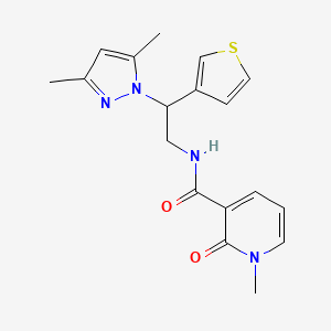 molecular formula C18H20N4O2S B2952195 N-(2-(3,5-dimethyl-1H-pyrazol-1-yl)-2-(thiophen-3-yl)ethyl)-1-methyl-2-oxo-1,2-dihydropyridine-3-carboxamide CAS No. 2034567-82-1