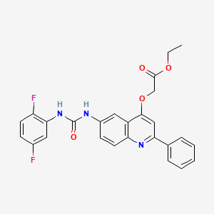 molecular formula C26H21F2N3O4 B2952225 ethyl 2-[(6-{[(2,5-difluorophenyl)carbamoyl]amino}-2-phenylquinolin-4-yl)oxy]acetate CAS No. 1115949-13-7