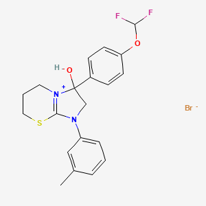 molecular formula C20H21BrF2N2O2S B2952268 3-(4-(difluoromethoxy)phenyl)-3-hydroxy-1-(m-tolyl)-3,5,6,7-tetrahydro-2H-imidazo[2,1-b][1,3]thiazin-1-ium bromide CAS No. 1101751-97-6