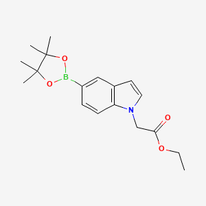 molecular formula C18H24BNO4 B2952278 Ethyl 2-(5-(4,4,5,5-tetramethyl-1,3,2-dioxaborolan-2-yl)-1H-indol-1-yl)acetate CAS No. 945549-22-4