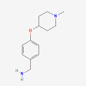 molecular formula C13H20N2O B2952318 {4-[(1-Methylpiperidin-4-yl)oxy]phenyl}methanamine CAS No. 937599-45-6