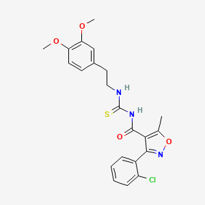 B2952340 N-(((2-(3,4-Dimethoxyphenyl)ethyl)amino)thioxomethyl)(3-(2-chlorophenyl)-5-methylisoxazol-4-YL)formamide CAS No. 883031-66-1