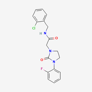 molecular formula C18H17ClFN3O2 B2952345 N-[(2-chlorophenyl)methyl]-2-[3-(2-fluorophenyl)-2-oxoimidazolidin-1-yl]acetamide CAS No. 1251578-35-4