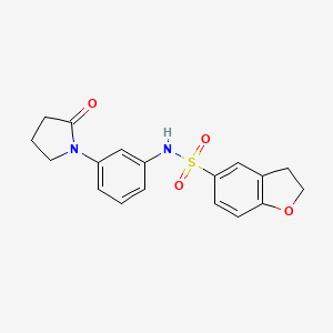 molecular formula C18H18N2O4S B2952385 N-[3-(2-oxopyrrolidin-1-yl)phenyl]-2,3-dihydro-1-benzofuran-5-sulfonamide CAS No. 1325499-04-4