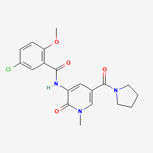 molecular formula C19H20ClN3O4 B2952390 5-chloro-2-methoxy-N-(1-methyl-2-oxo-5-(pyrrolidine-1-carbonyl)-1,2-dihydropyridin-3-yl)benzamide CAS No. 1207036-80-3