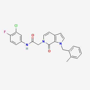 molecular formula C23H19ClFN3O2 B2952395 N-(3-chloro-4-fluorophenyl)-2-{1-[(2-methylphenyl)methyl]-7-oxo-1H,6H,7H-pyrrolo[2,3-c]pyridin-6-yl}acetamide CAS No. 1286719-33-2