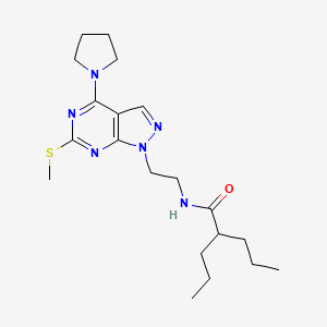 molecular formula C20H32N6OS B2952401 N-(2-(6-(methylthio)-4-(pyrrolidin-1-yl)-1H-pyrazolo[3,4-d]pyrimidin-1-yl)ethyl)-2-propylpentanamide CAS No. 941942-06-9