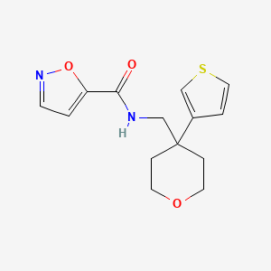 molecular formula C14H16N2O3S B2952472 N-{[4-(thiophen-3-yl)oxan-4-yl]methyl}-1,2-oxazole-5-carboxamide CAS No. 2309779-12-0