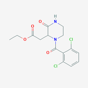 molecular formula C15H16Cl2N2O4 B2952488 Ethyl 2-[1-(2,6-dichlorobenzoyl)-3-oxo-2-piperazinyl]acetate CAS No. 318469-61-3