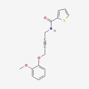 molecular formula C16H15NO3S B2952506 N-(4-(2-methoxyphenoxy)but-2-yn-1-yl)thiophene-2-carboxamide CAS No. 1421493-91-5