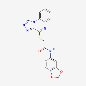 molecular formula C18H13N5O3S B2952539 N-(2H-1,3-BENZODIOXOL-5-YL)-2-{[1,2,4]TRIAZOLO[4,3-A]QUINOXALIN-4-YLSULFANYL}ACETAMIDE CAS No. 1358481-18-1