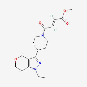 molecular formula C18H25N3O4 B2952542 Methyl (E)-4-[4-(1-ethyl-6,7-dihydro-4H-pyrano[4,3-c]pyrazol-3-yl)piperidin-1-yl]-4-oxobut-2-enoate CAS No. 2411332-25-5