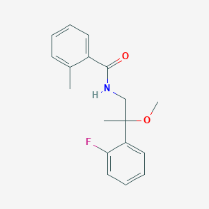 molecular formula C18H20FNO2 B2952572 N-[2-(2-Fluorophenyl)-2-methoxypropyl]-2-methylbenzamide CAS No. 1797088-69-7