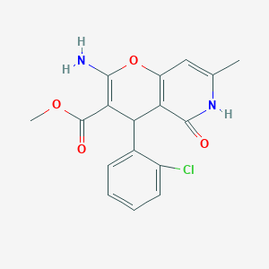 molecular formula C17H15ClN2O4 B2952611 methyl 2-amino-4-(2-chlorophenyl)-7-methyl-5-oxo-5,6-dihydro-4H-pyrano[3,2-c]pyridine-3-carboxylate CAS No. 758704-29-9