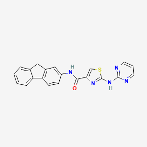 molecular formula C21H15N5OS B2952619 N-(9H-fluoren-2-yl)-2-(pyrimidin-2-ylamino)thiazole-4-carboxamide CAS No. 1251558-97-0