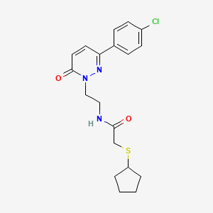 molecular formula C19H22ClN3O2S B2952621 N-(2-(3-(4-chlorophenyl)-6-oxopyridazin-1(6H)-yl)ethyl)-2-(cyclopentylthio)acetamide CAS No. 1219905-99-3