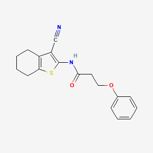 molecular formula C18H18N2O2S B2952643 N-(3-cyano-4,5,6,7-tetrahydro-1-benzothiophen-2-yl)-3-phenoxypropanamide CAS No. 476295-80-4