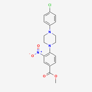 molecular formula C18H18ClN3O4 B2952644 Methyl 4-[4-(4-chlorophenyl)piperazino]-3-nitrobenzenecarboxylate CAS No. 478246-43-4