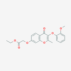 molecular formula C21H20O7 B2952657 ethyl 2-{[3-(2-methoxyphenoxy)-2-methyl-4-oxo-4H-chromen-7-yl]oxy}acetate CAS No. 858763-71-0