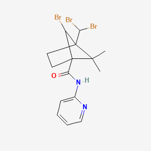 molecular formula C15H17Br3N2O B2952659 6-bromo-4-(dibromomethyl)-5,5-dimethyl-N-(pyridin-2-yl)bicyclo[2.1.1]hexane-1-carboxamide CAS No. 256954-40-2