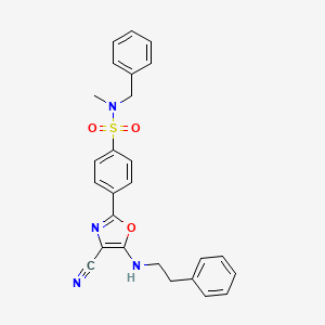 molecular formula C26H24N4O3S B2952690 N-benzyl-4-{4-cyano-5-[(2-phenylethyl)amino]-1,3-oxazol-2-yl}-N-methylbenzene-1-sulfonamide CAS No. 941004-25-7