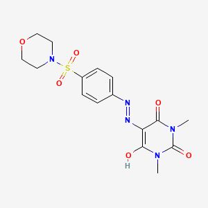 molecular formula C16H19N5O6S B2952716 1,3-dimethyl-5-(2-(4-(morpholinosulfonyl)phenyl)hydrazono)pyrimidine-2,4,6(1H,3H,5H)-trione CAS No. 326911-79-9