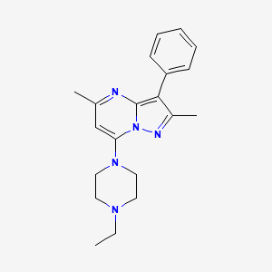 molecular formula C20H25N5 B2952717 7-(4-Ethylpiperazin-1-yl)-2,5-dimethyl-3-phenylpyrazolo[1,5-a]pyrimidine CAS No. 850229-05-9