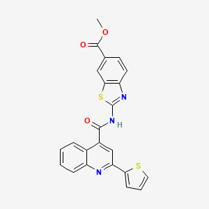 Methyl 2-(2-(thiophen-2-yl)quinoline-4-carboxamido)benzo[d]thiazole-6-carboxylate