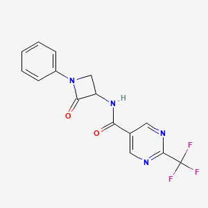 molecular formula C15H11F3N4O2 B2952722 N-(2-oxo-1-phenylazetidin-3-yl)-2-(trifluoromethyl)pyrimidine-5-carboxamide CAS No. 2093514-90-8