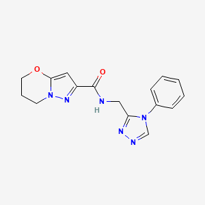 molecular formula C16H16N6O2 B2952724 N-((4-phenyl-4H-1,2,4-triazol-3-yl)methyl)-6,7-dihydro-5H-pyrazolo[5,1-b][1,3]oxazine-2-carboxamide CAS No. 1797736-44-7