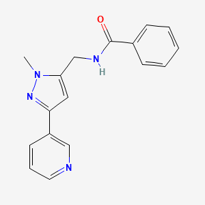 molecular formula C17H16N4O B2952737 N-((1-methyl-3-(pyridin-3-yl)-1H-pyrazol-5-yl)methyl)benzamide CAS No. 2034290-92-9