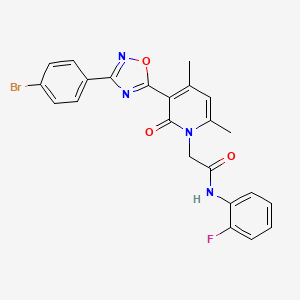 B2952738 2-(3-(3-(4-bromophenyl)-1,2,4-oxadiazol-5-yl)-4,6-dimethyl-2-oxopyridin-1(2H)-yl)-N-(2-fluorophenyl)acetamide CAS No. 946302-03-0