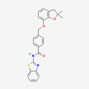 molecular formula C25H22N2O3S B2952756 N-(benzo[d]thiazol-2-yl)-4-(((2,2-dimethyl-2,3-dihydrobenzofuran-7-yl)oxy)methyl)benzamide CAS No. 941948-14-7