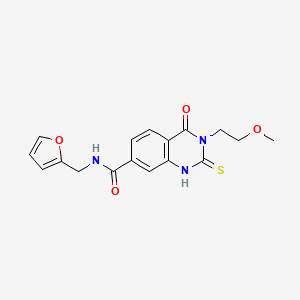 molecular formula C17H17N3O4S B2952760 N-[(furan-2-yl)methyl]-3-(2-methoxyethyl)-4-oxo-2-sulfanylidene-1,2,3,4-tetrahydroquinazoline-7-carboxamide CAS No. 422273-61-8