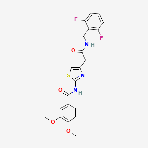 molecular formula C21H19F2N3O4S B2952773 N-[4-({[(2,6-difluorophenyl)methyl]carbamoyl}methyl)-1,3-thiazol-2-yl]-3,4-dimethoxybenzamide CAS No. 1005308-39-3