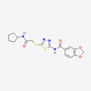molecular formula C17H18N4O4S2 B2952780 N-(5-{[(cyclopentylcarbamoyl)methyl]sulfanyl}-1,3,4-thiadiazol-2-yl)-2H-1,3-benzodioxole-5-carboxamide CAS No. 868973-89-1