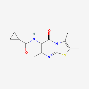 molecular formula C13H15N3O2S B2952799 N-(2,3,7-trimethyl-5-oxo-5H-thiazolo[3,2-a]pyrimidin-6-yl)cyclopropanecarboxamide CAS No. 1021039-76-8