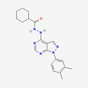 molecular formula C20H24N6O B2952813 N'-[1-(3,4-dimethylphenyl)-1H-pyrazolo[3,4-d]pyrimidin-4-yl]cyclohexanecarbohydrazide CAS No. 881083-10-9