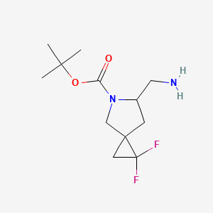 molecular formula C12H20F2N2O2 B2952815 tert-butyl6-(aminomethyl)-1,1-difluoro-5-azaspiro[2.4]heptane-5-carboxylate,Mixtureofdiastereomers CAS No. 2387282-21-3