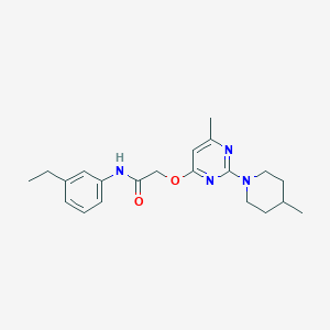 molecular formula C21H28N4O2 B2952836 N-(3-ethylphenyl)-2-{[6-methyl-2-(4-methylpiperidin-1-yl)pyrimidin-4-yl]oxy}acetamide CAS No. 1226446-05-4