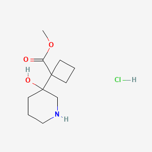 molecular formula C11H20ClNO3 B2952840 Methyl 1-(3-hydroxypiperidin-3-yl)cyclobutane-1-carboxylate hydrochloride CAS No. 2137542-25-5