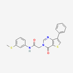 molecular formula C21H17N3O2S2 B2952890 N-[3-(methylsulfanyl)phenyl]-2-{4-oxo-7-phenyl-3H,4H-thieno[3,2-d]pyrimidin-3-yl}acetamide CAS No. 1105235-84-4